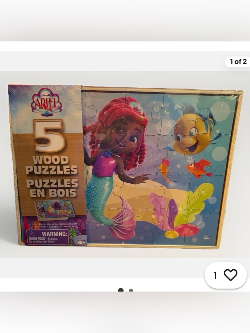 Disney Ariel Mermaid 5 - Wood Puzzle Set - Picture 2 of 3
